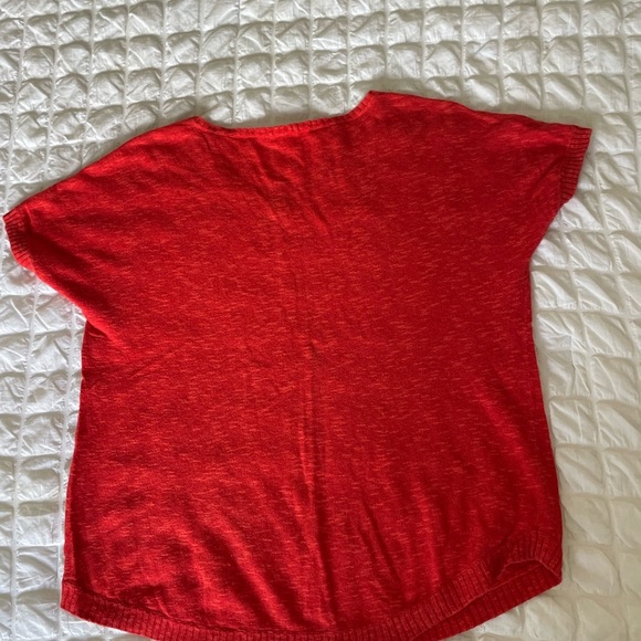 Eileen Fisher Red Orange Cotton Linen Sweater - Picture 7 of 8